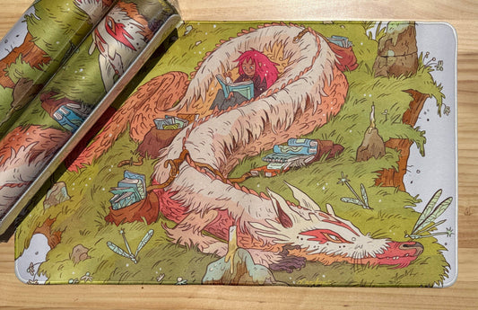 Book Dragon ~ Thought Bubble poster Desk-Mat /Playmat