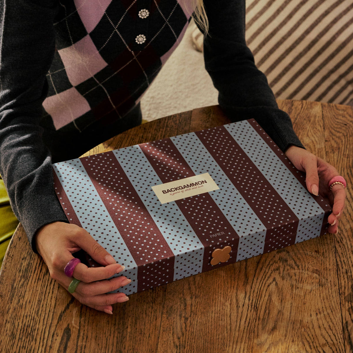 Backgammon Game Set - Polka Patchwork