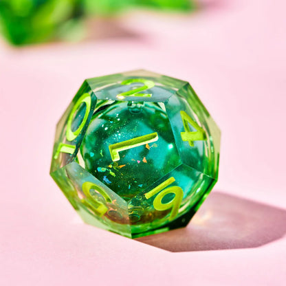 Green Gamer Juice 7-Piece Liquid Core Dice Set