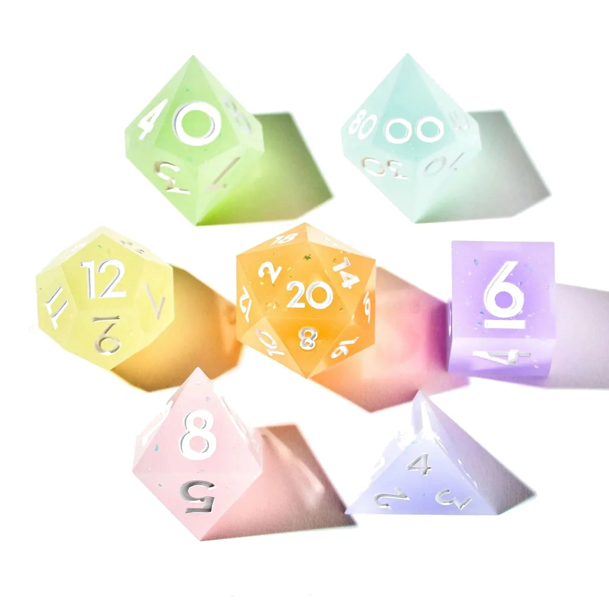 Rainbow Drops 7-Piece Multi-Colored Dice Set