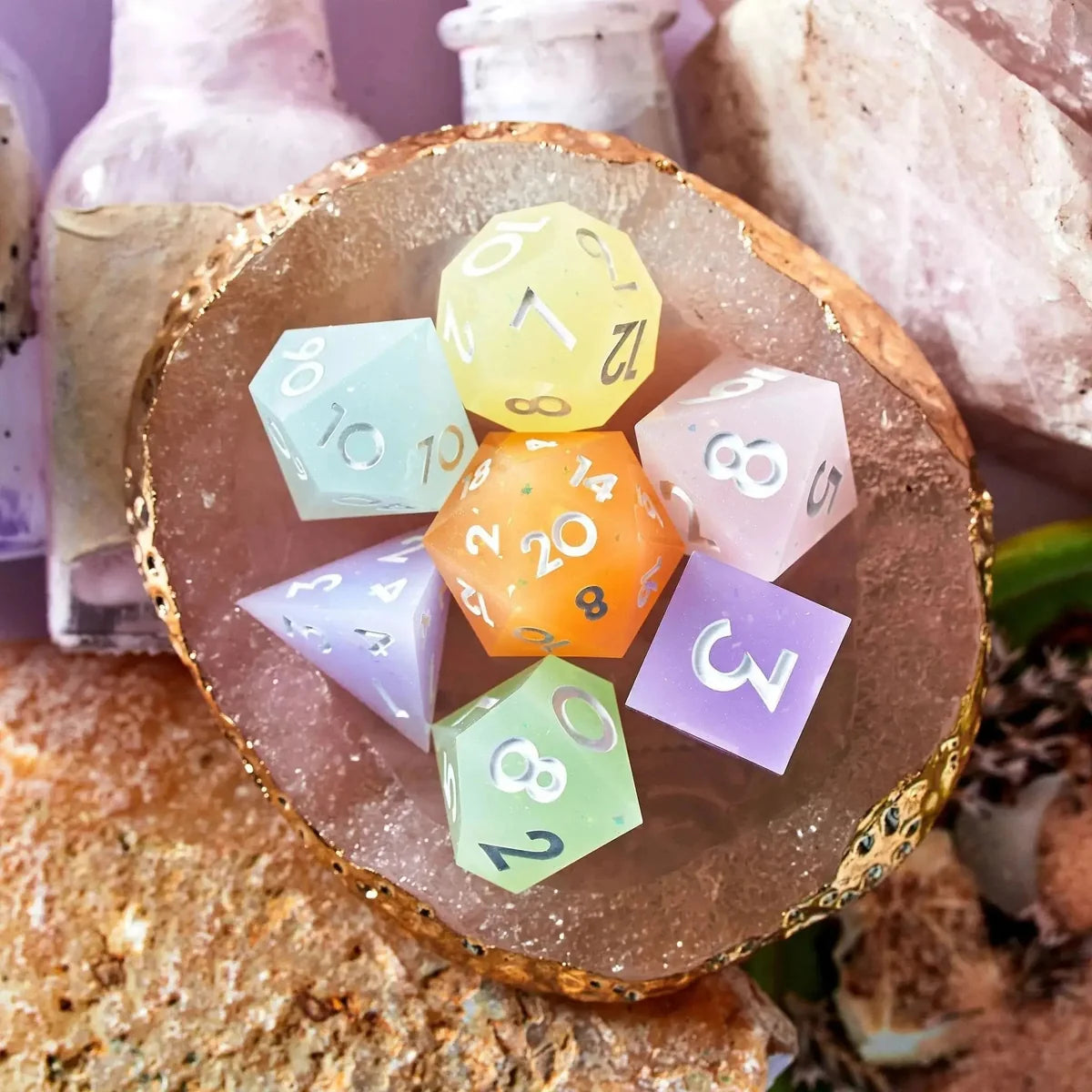 Rainbow Drops 7-Piece Multi-Colored Dice Set